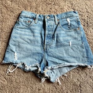 Distressed Denim Blue Shorts